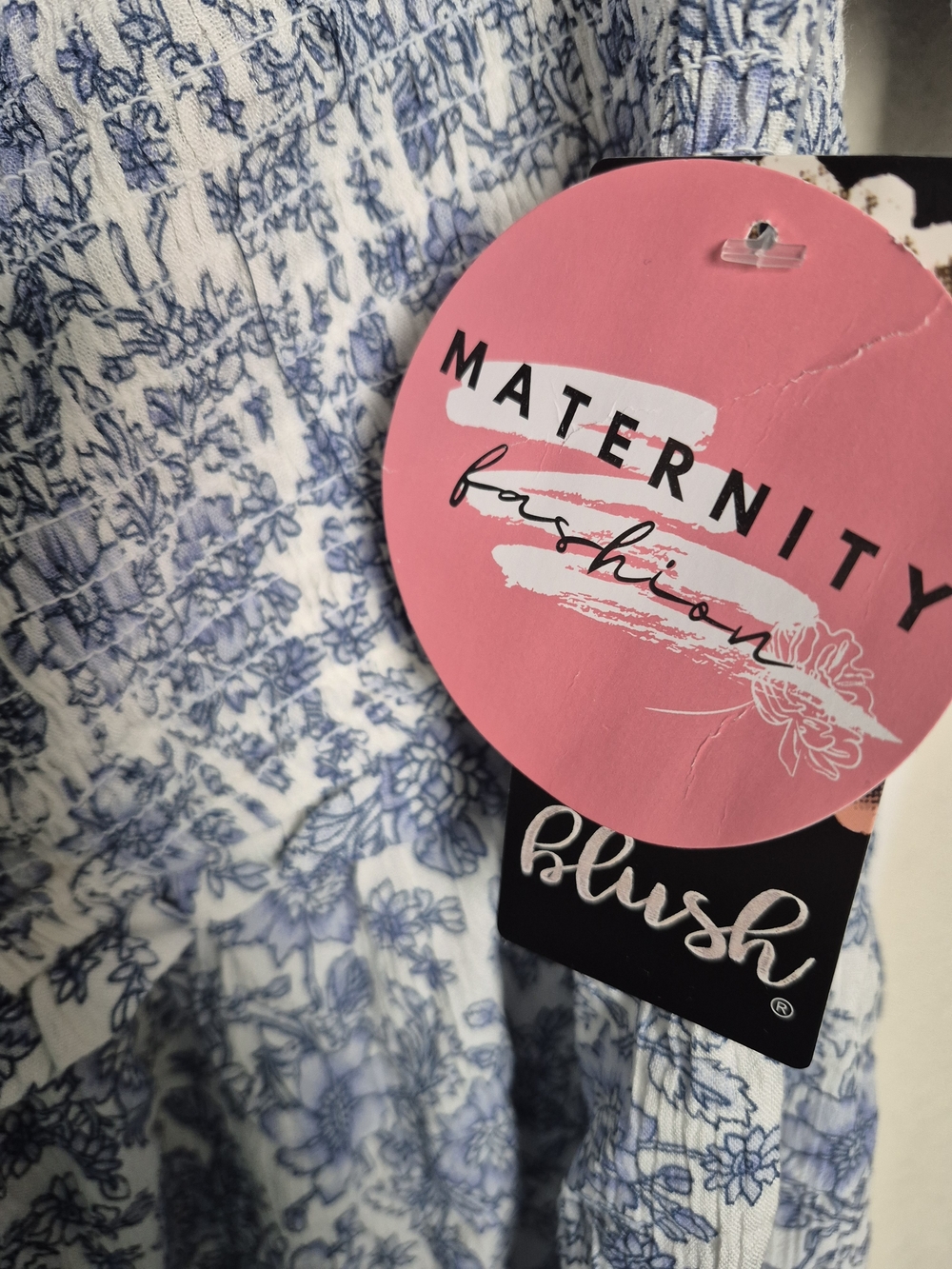 Blush Maternity Fashion Blue Floral Dress - Picture 3 of 5